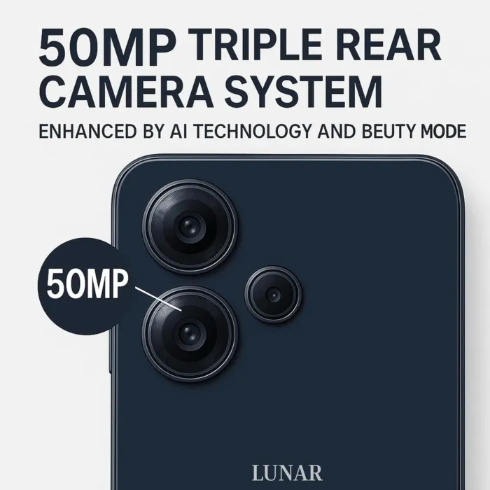 LUNAR Eclipse L1 5G Unlocked Android Smart Phone, 6.79 Inches Display, 5000mAh Battery, Fast Charging, 50MP+5MP+2MP Rear Camera with AI, 16MP Front Camera, Android 14, Aura Blue - Image 3