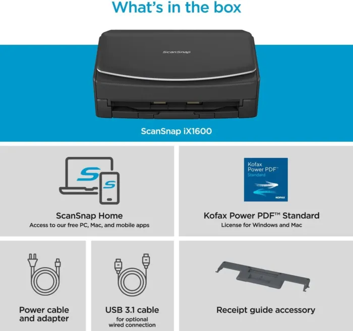 ScanSnap iX1600 Wireless or USB High-Speed Cloud Enabled Document, Photo & Receipt Scanner with Large Touchscreen and Auto Document Feeder for Mac or PC, 17 watts, Black - Image 3