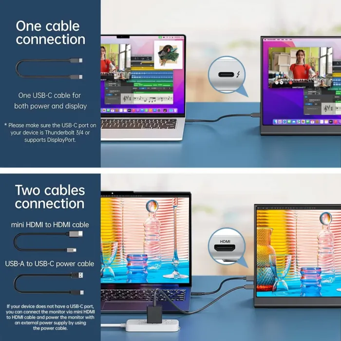 15.6inch Portable Monitor,1080P USB-C HDMI Second External Monitor for Laptop,PC,Mac Phone,PS,Xbox,Swich,IPS Ultra-Thin Zero Frame Gaming Display/Premium Smart Cover - Image 3