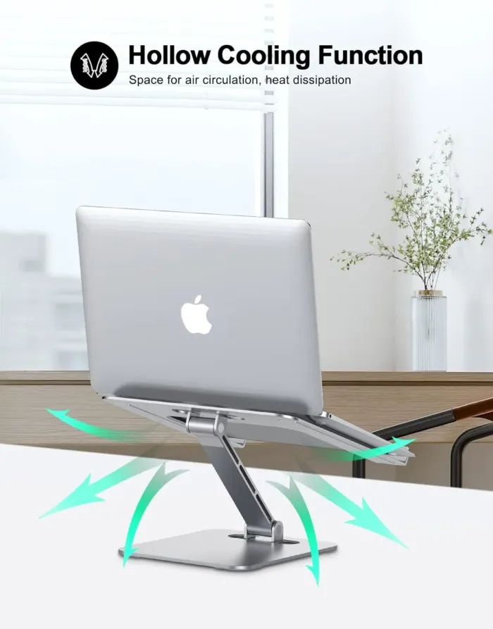 Foldable Laptop Stand, Height Adjustable Ergonomic Computer Stand for Desk, Aluminum Portable Laptop Riser Holder Mount Compatible with MacBook Pro Air, HP, Dell 10-16" - Image 4