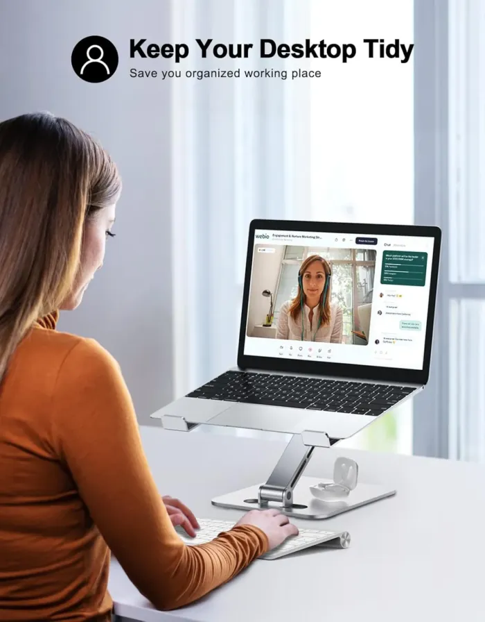 Foldable Laptop Stand, Height Adjustable Ergonomic Computer Stand for Desk, Aluminum Portable Laptop Riser Holder Mount Compatible with MacBook Pro Air, HP, Dell 10-16" - Image 5