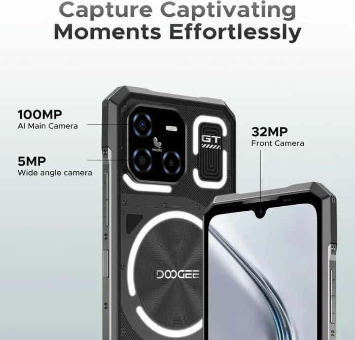 DOOGEE Blade GT Ultra 5G Rugged Smartphone with LED Light Effect, 36GB+512GB/2TB DDR5 Rugged Phone,4nm Dimensity D7300,6.72" FHD+120Hz, AI 100+32MP Android 14 Gaming Phones,Face & Finger ID/WIFI6 - Image 3