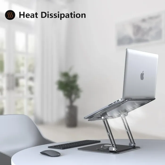 Laptop Stand for Desk, Adjustable Computer Stand with 360° Rotating Base, Ergonomic Laptop Riser for Collaborative Work, Foldable & Portable Laptop Stand, fits for All 10-16" Laptops - Image 4