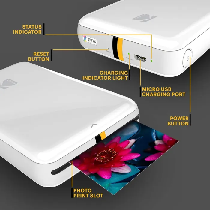 KODAK Step Instant Smartphone Photo Printer - Portable Mini Color Wireless Mobile Printer - Zink 2x3” Sticky-Back Photos - Bluetooth Compatible with iOS & Android Devices - Fun Editing App - White - Image 3