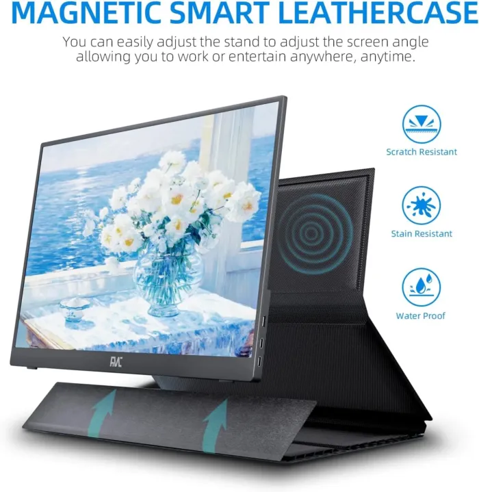 FMC 15.6 Inch 400 nits 1080P FHD Portable Monitor 60 Hz Ultra Slim Travel Monitor USB-C HDMI with Cover & Cables for Laptop PC MAC PS Xbox Switch Screen Extender - Image 7