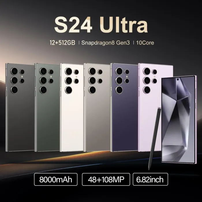 Smartphone Unlocked Cell Phones C24 Ultra 6.82in HD Screen The Black Phone 12GB/256GB Android 14 Straight Talk Phone 8000mAh 512GB Extension Dual Sim Boost Mobile Phones Telefonos (White) - Image 3