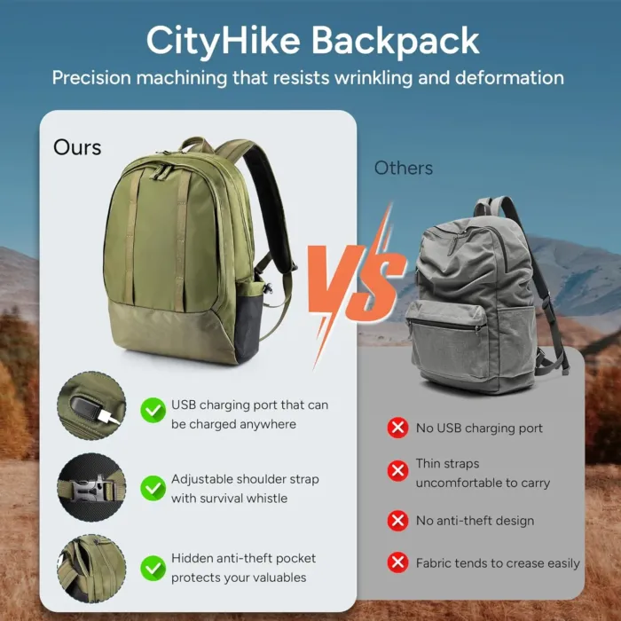 travel inspira Travel Laptop Backpack, Business Anti Theft Sturdy Work Bag with USB Charging Port, Airline Approved College Computer Bag Gift for Men & Women Fits 16 Inch Notebook, Green - Image 3