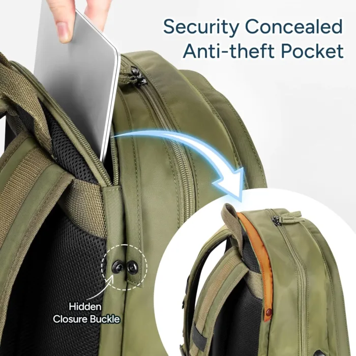 travel inspira Travel Laptop Backpack, Business Anti Theft Sturdy Work Bag with USB Charging Port, Airline Approved College Computer Bag Gift for Men & Women Fits 16 Inch Notebook, Green - Image 4
