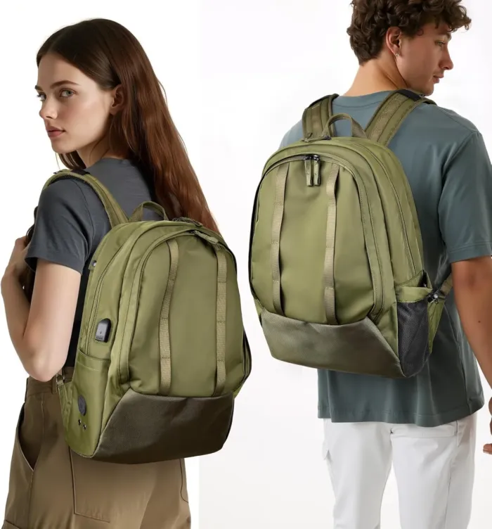 travel inspira Travel Laptop Backpack, Business Anti Theft Sturdy Work Bag with USB Charging Port, Airline Approved College Computer Bag Gift for Men & Women Fits 16 Inch Notebook, Green - Image 9