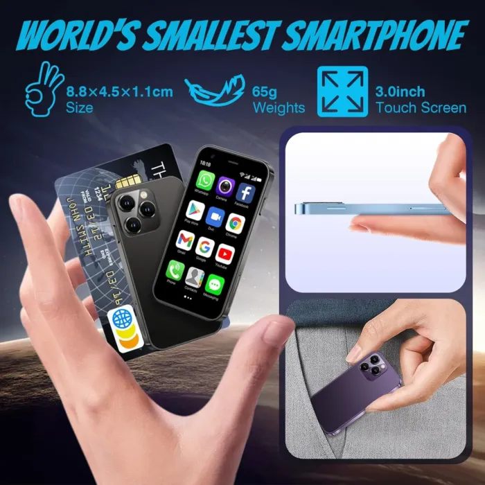 Mini Smartphone XS15,3G 3.0 Inch HD 2GB+16GB Android 8.1 1000mAh Dual Sim Quad Core Mini Phone Child Gift Small Phone Student Pocket Cellphone(Purple) - Image 3
