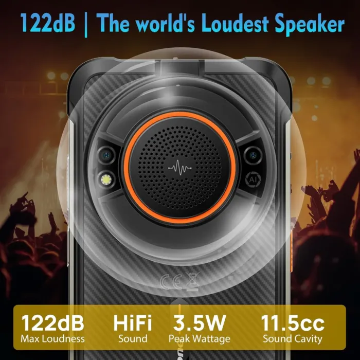 Ulefone Power Armor 16S Rugged Smartphone, 16GB+128GB, 122dB HiFi Speaker, 9600mAh Battery, 50MP Dual Rear Camera, Rugged Phone Unlocked, IP68/69K, Waterproof Phone, Drop-Proof, Android 13, NFC, Black - Image 3