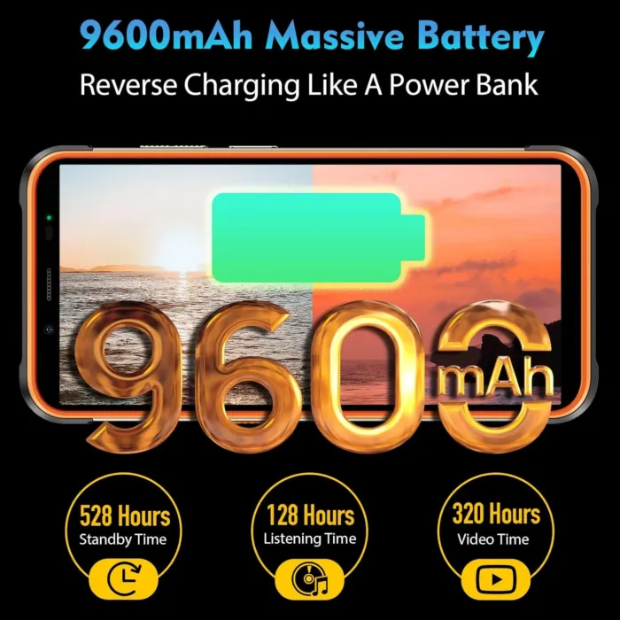 Ulefone Power Armor 16S Rugged Smartphone, 16GB+128GB, 122dB HiFi Speaker, 9600mAh Battery, 50MP Dual Rear Camera, Rugged Phone Unlocked, IP68/69K, Waterproof Phone, Drop-Proof, Android 13, NFC, Black - Image 4