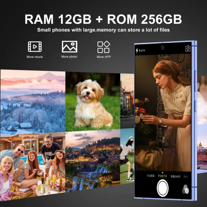 Unlocked Cell Phones I25 Ultra Smartphone Android 14 Phones 12+256GB/6.8" HD Screen/Dual SIM/108MP+48MP Camera/6800 mAh/Built-in Pen (Grape Purple) - Image 7