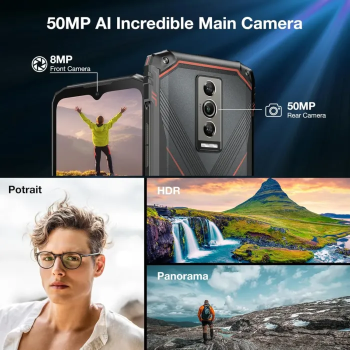 DOOGEE Blade10 Pro(2025) Android 15 Rugged Phone,10.7mm Ultra-Thin,30GB+256GB/TF 2TB,6.56”HD+90Hz Rugged Smartphone,5150mAh,50MP+8MP Camera,NFC/Widevine L1/Face ID/IP68/IP69K/3 Card Slot(Red) - Image 5