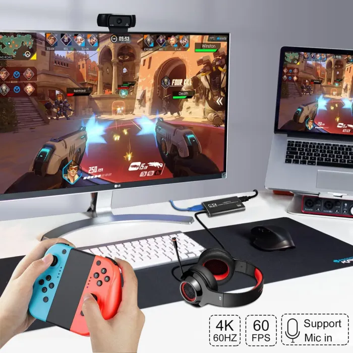 Capture Card Nintendo Switch, 4K HDMI Video Capture Card, 1080P 60FPS, HDMI to USB 3.0 Capture Card for Streaming Work with Camera/Xbox/PS4/PS5/PC/OBS - Image 4