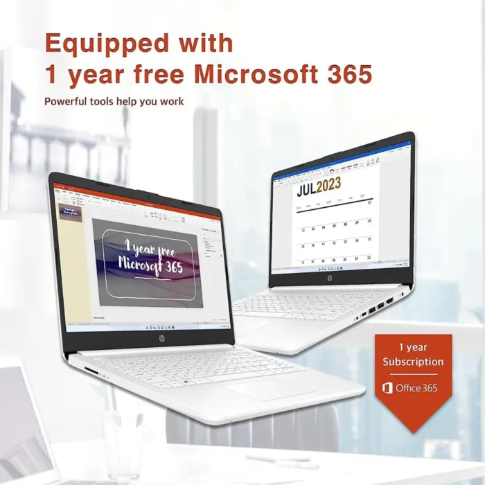 HP New 14" HD Ultral Light Thin Laptop, Quad-Core Intel Celeron Processor, 16GB RAM, 320GB (64GB eMMC+ 256GB Card), Wi-Fi, Upto 11 Hours, Windows 11 S + 1 Year Office 365+HubxcelAccessory, White - Image 3