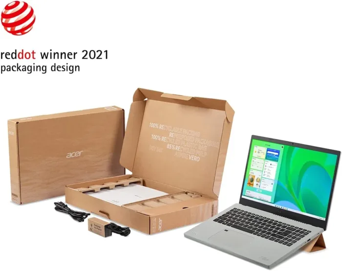 Acer Aspire Vero AV15-51-7617 Green PC | 15.6" FHD IPS 100% sRGB-Display | 11th Gen Intel Core i7-1195G7 | Intel Iris Xe Graphics | 16GB DDR4 | 512GB NVMe SSD | Wi-Fi 6 | PCR Materials | Vero-Sleeve - Image 3
