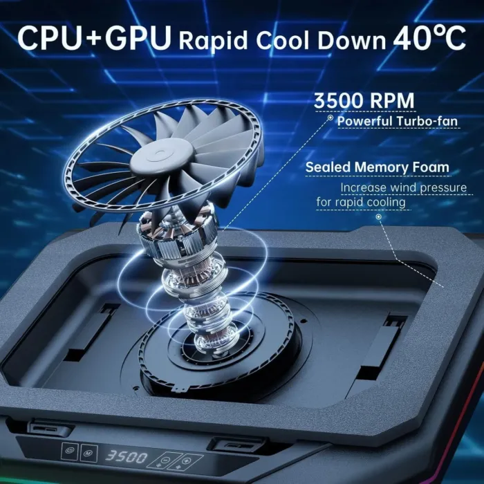 Cooling Pad for Dell Alienware m18 R2 R1 18 inch Gaming Laptop, It is a Well Deserved Heat Dissipation Monster,Cooler with Powerful Turbo Fan Can Fast Cooling,6 RGB Light Mode,Touch Start ﻿ - Image 3