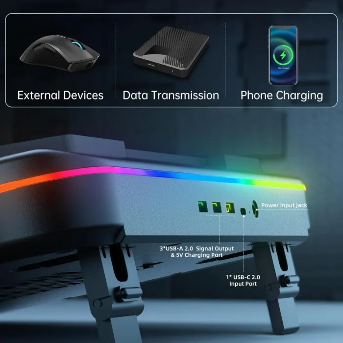 Cooling Pad for Dell Alienware m18 R2 R1 18 inch Gaming Laptop, It is a Well Deserved Heat Dissipation Monster,Cooler with Powerful Turbo Fan Can Fast Cooling,6 RGB Light Mode,Touch Start ﻿ - Image 4