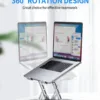 Adjustable Computer Stand with 360 Rotating Base, Ergonimic Foldable Laptop Riser for Desk Compatible with MacBook Pro/Air Notebook up to 16 Inches, Silver