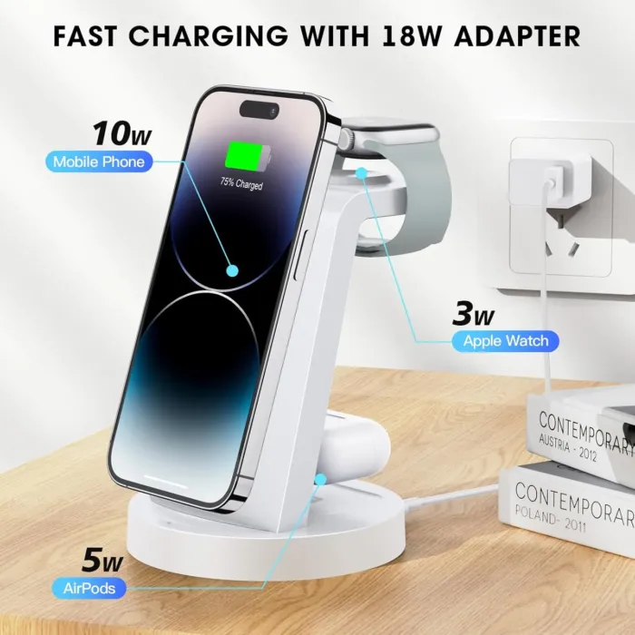 3 in 1 Charging Station for iPhone - Wireless Charger for Apple Products Multiple Devices - Charging Dock Stand for AirPods (for iPhone 16e 16 15 14 13 pro 12 11 X Max) - Image 7