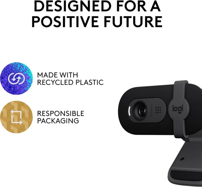 Logitech Brio 101 Full HD 1080p Webcam for Meetings, Streaming, Desktop, Laptop, PC - Built-in Mic, Shutter, USB-A, Teams, Zoom - Black - Image 4
