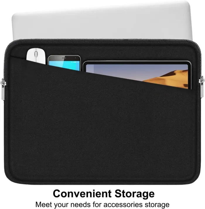 15.6 inch Laptop Sleeve, Durable Computer Carrying Bag Protective Case Briefcase Handbag with Front Pocket, Slim Cover for 15-16 Inch HP, Dell, Lenovo, Asus, Notebook, Black - Image 4