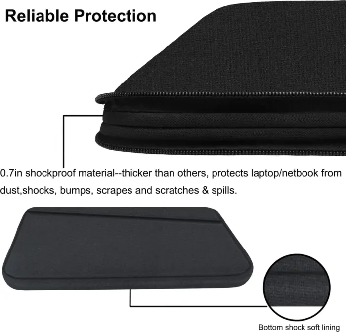 15.6 inch Laptop Sleeve, Durable Computer Carrying Bag Protective Case Briefcase Handbag with Front Pocket, Slim Cover for 15-16 Inch HP, Dell, Lenovo, Asus, Notebook, Black - Image 5