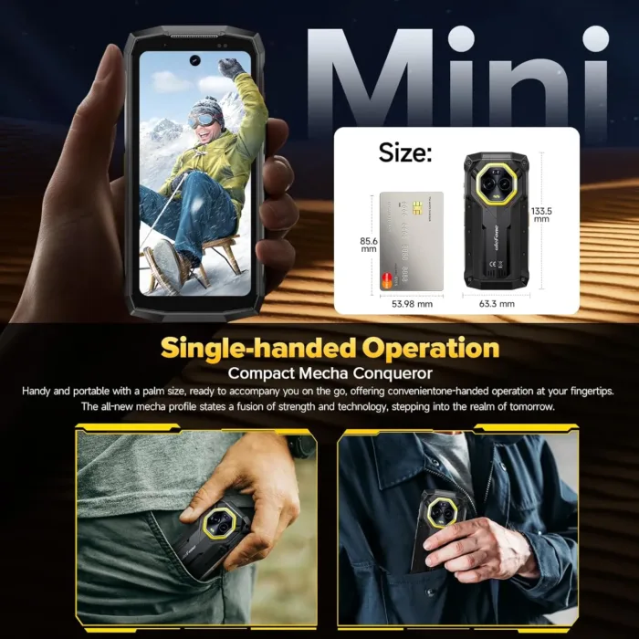 Ulefone Armor Mini 20 Pro 5G Rugged Smartphone, 16GB+256GB 6200mAh, 64MP Night Vision+50MP+32MP Camera, 4.7" Android 14 Unlocked Cell Phone, Versatile LED Light IP68/IP69K Dual SIM NFC GPS IR Blaster - Image 3