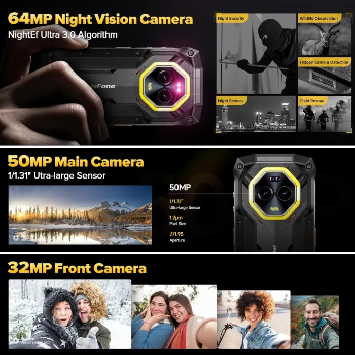Ulefone Armor Mini 20 Pro 5G Rugged Smartphone, 16GB+256GB 6200mAh, 64MP Night Vision+50MP+32MP Camera, 4.7" Android 14 Unlocked Cell Phone, Versatile LED Light IP68/IP69K Dual SIM NFC GPS IR Blaster - Image 7
