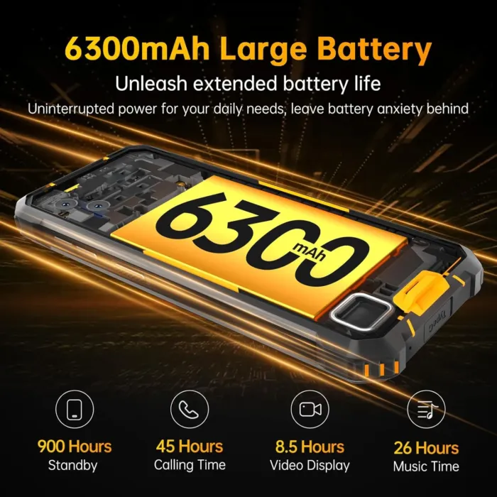 OUKITEL WP32 Rugged Smartphone Unlocked - 12GB RAM+128GB ROM/1TB Rugged Phone Android 14, 6300mAh Battery, 20MP+5MP Cell Phone, 6.0" Screen, 4G Dual SIM, IP68/IP69K, NFC,OTG,GPS,T-Mobile, Orange - Image 4
