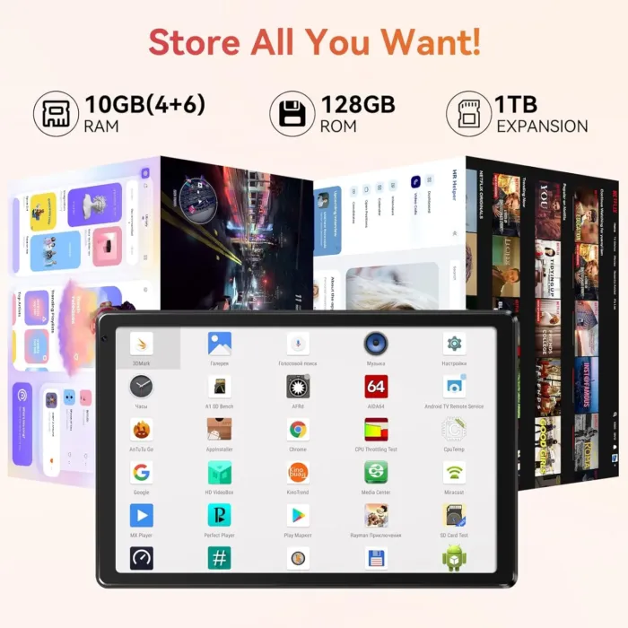 Tablet,10.1" Android Tablet with Octa-core Processor 10GB RAM 128GB ROM HD IPS Touchscreen 8H Battery, Wi-Fi 6, BT 5.0, Dual Camera, Google Tablets 2025 - Image 4