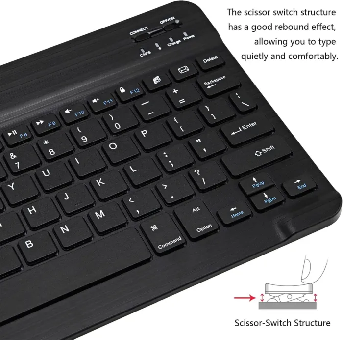 Ultra-Slim Bluetooth Keyboard Portable Mini Wireless Keyboard Rechargeable for Apple iPad iPhone Samsung Tablet Phone Smartphone iPadOS iOS Android (10 inch Black) - Image 5