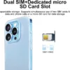 A15 Pro Max Unlocked Android Phone, 8+256GB Storage Cell Phone, 108MP Camera |6.8" HD Display | Dual SIM & Face ID | 6800mAh Battery | 5G Smartphone with Android 14.0-Blue