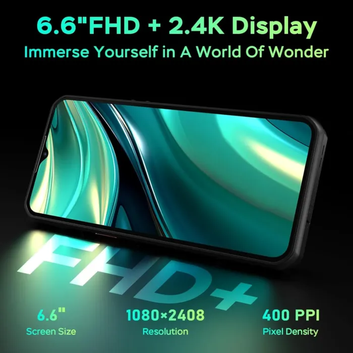 OUKITEL WP39 Rugged Phone 5G, 24GB+256GB Cell Phone, 6.6" FHD+ Android 14 Phones, 11000mAh Battery Rugged Smartphone Unlocked, 64MP Camera, 15MM Ultra Thin/Dimensity 6100+/5G Dual SIM/NFC/GPS/T-Mobile - Image 5