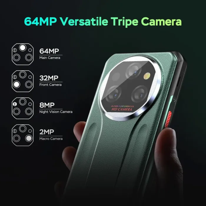 OUKITEL WP39 Rugged Phone 5G, 24GB+256GB Cell Phone, 6.6" FHD+ Android 14 Phones, 11000mAh Battery Rugged Smartphone Unlocked, 64MP Camera, 15MM Ultra Thin/Dimensity 6100+/5G Dual SIM/NFC/GPS/T-Mobile - Image 6