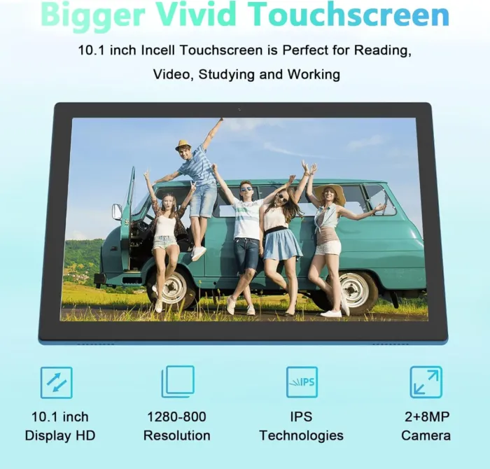 Android 15 Tablet 10 Inch, 18GB RAM+128GB ROM/2TB Expandable Tablet, 2 in 1 Tablets with Keyboard Case Mouse Stylus, 2.0GHz Quad-core CPU, 1280*800 IPS HD Screen, 5G WiFi6 BT 5.0, 8MP Camera Tablet PC - Image 7