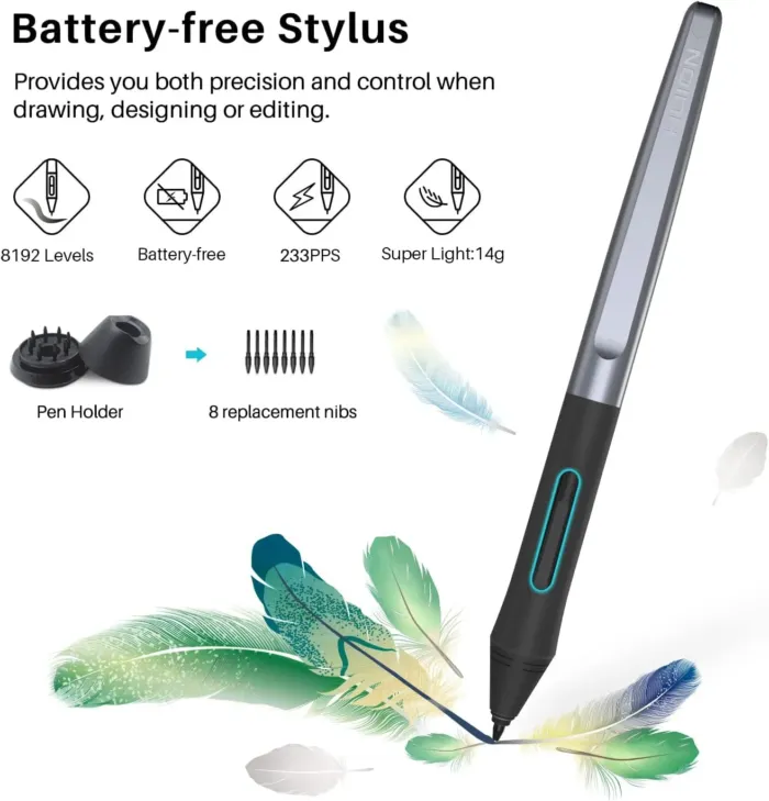 HUION Inspiroy H1060P Graphics Drawing Tablet with 8192 Pressure Sensitivity Battery-Free Stylus and 12 Customized Hot Keys, 10 x 6.25 inches Digital Art Tablet for Mac, Windows PC and Android - Image 3