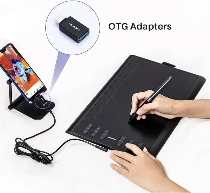 HUION Inspiroy H1060P Graphics Drawing Tablet with 8192 Pressure Sensitivity Battery-Free Stylus and 12 Customized Hot Keys, 10 x 6.25 inches Digital Art Tablet for Mac, Windows PC and Android - Image 9