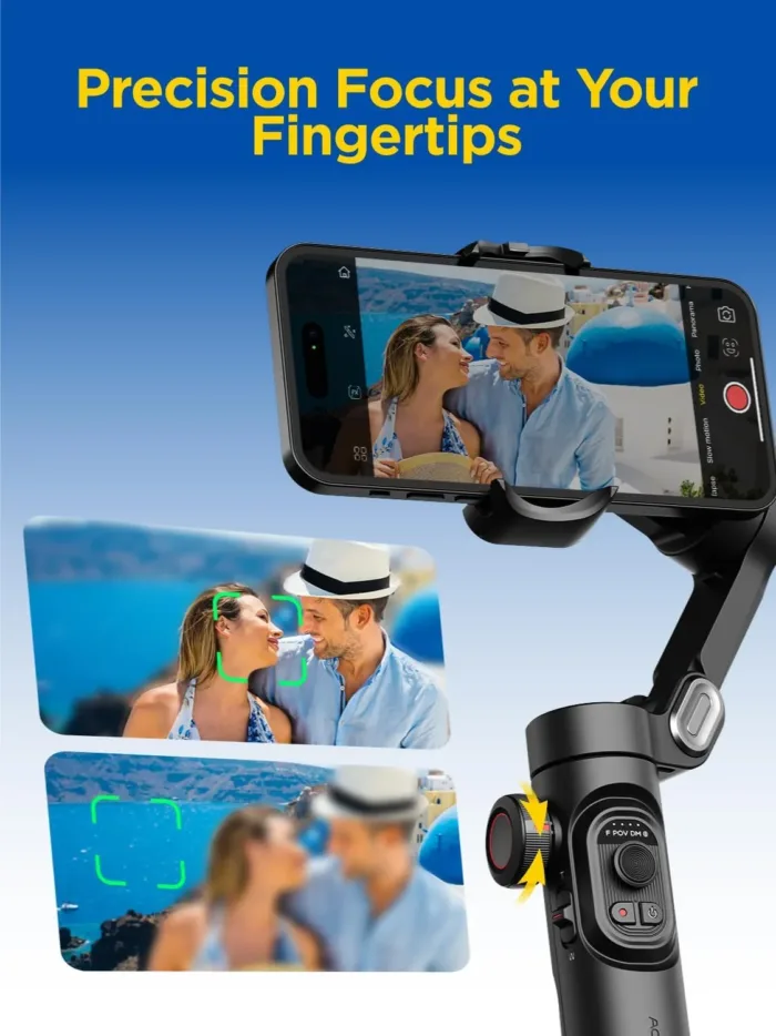 Gimbal Stabilizer for Smartphone, iPhone Gimbal w/Focus Wheel Face/Object Tracking for iPhone 16 15 Pro Max/Android Foldable 3-Axis Handheld Phone Stabilizer for Video Recording -Smart XE - Image 7
