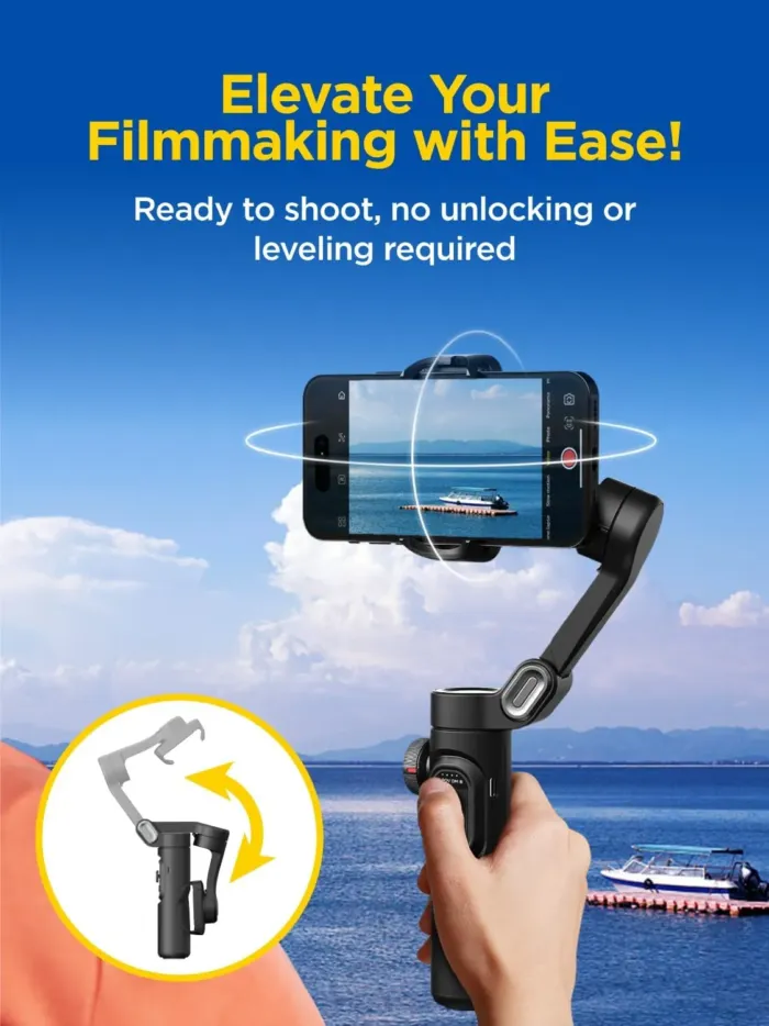 Gimbal Stabilizer for Smartphone, iPhone Gimbal w/Focus Wheel Face/Object Tracking for iPhone 16 15 Pro Max/Android Foldable 3-Axis Handheld Phone Stabilizer for Video Recording -Smart XE - Image 8