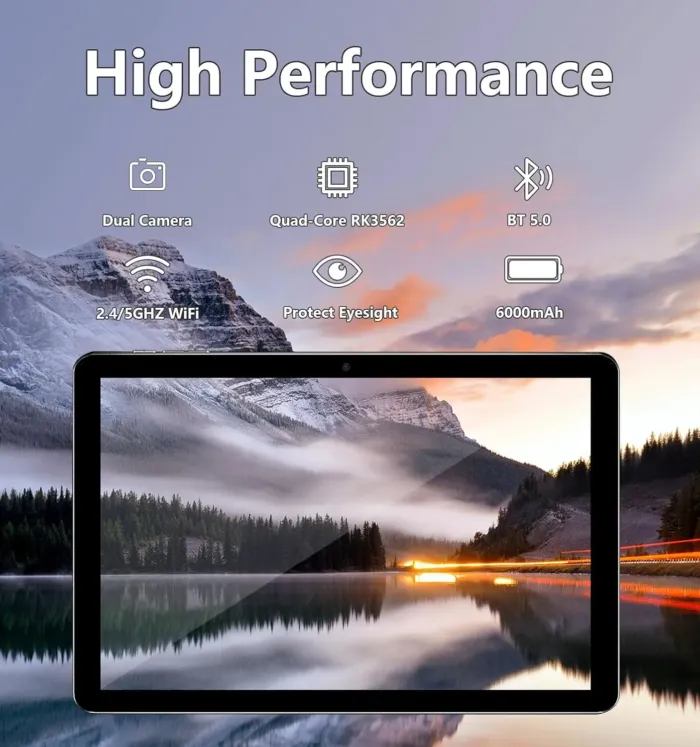 Android Tablet, 10.1 inch Android 13 Tablets 6GB RAM 64GB ROM 1TB Expand, 1280x800 IPS HD Touchscreen,6000mAh Battery, Bluetooth, Dual Camera, GMS, WiFi (Black) - Image 6