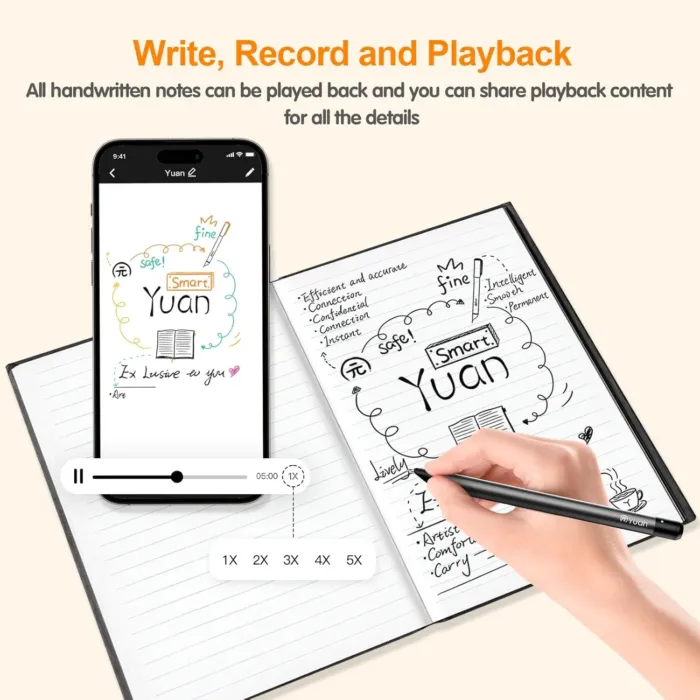 Digital Notebook with Smart Pen, Real-time Sync for Digitizing, Bluetooth Wireless Paper for Note-taking, Smart Writing Set Store Handwritten Notes Digitally, with Connected Notebook Notes App - Image 7