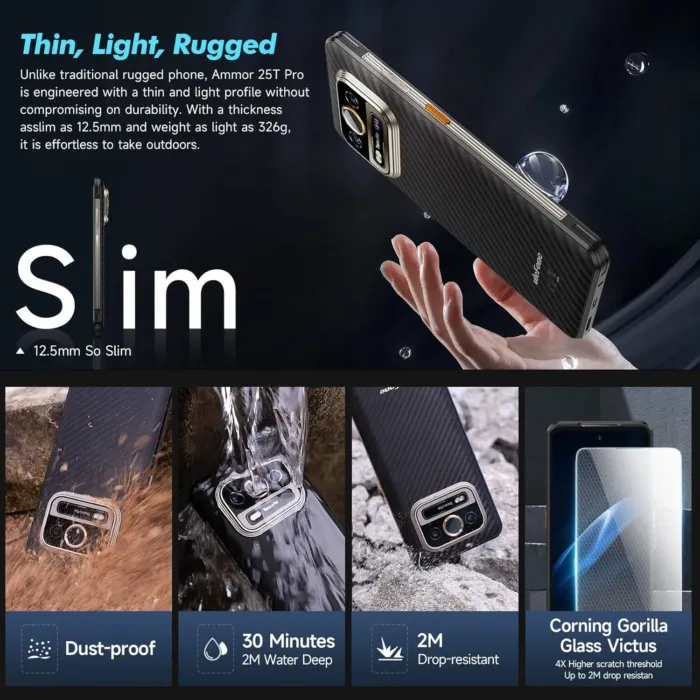 Ulefone Rugged Smartphone, Armor 25T Thermal Imaging Camera, Android 14 12GB + 256GB Helio G99 Octa-Core, 50MP + 64MP Night Vision, 33W/6500mAh 6.78 Inch 120Hz, IP68 Dual SIM 4G Unlocked Cell Phone - Image 5