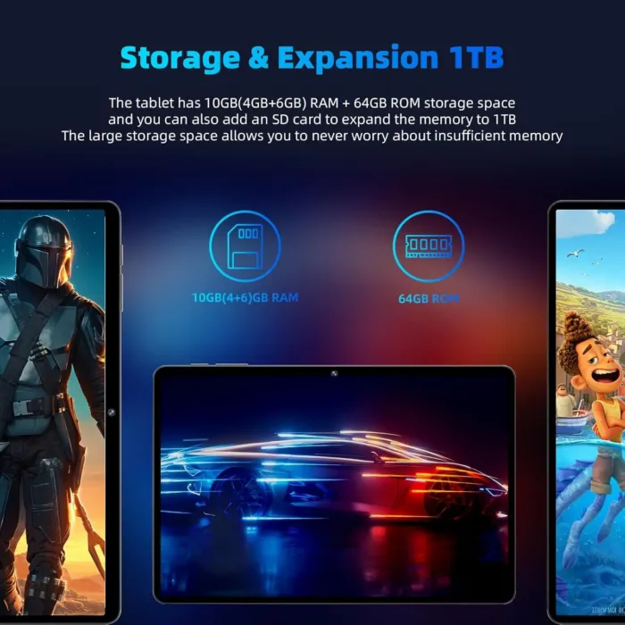 Android 14 Tablet,10 inch Tablets, Octa Core Processor, 10GB+64GB+512GB Expansion, 1280x800 HD IPS Display Screen, Wi-Fi6, Dual Camera, 6000mAh Battery Tablet PC,Support Widevine L1 Google Kids Space - Image 7