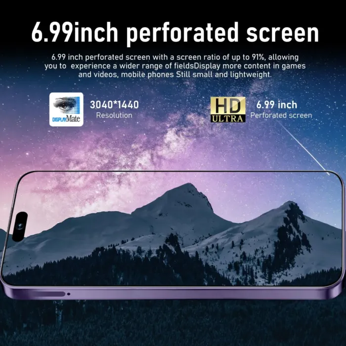 I16 PROMAX Unlocked Phone, 6.99inch Cell Phone with Android 13 12GB+512GB 7000mAh Long Battery Life, HD Screen Smartphone with Dual SIM, Fingerprint Lock, Face ID, Photos 5G Phone (Deep Blue) - Image 4