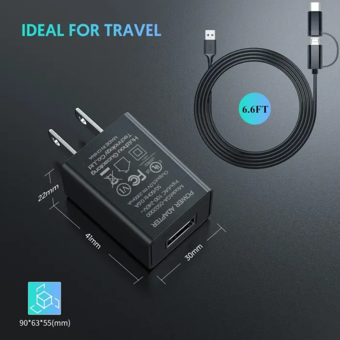 Fast Charger Compatible for Fire UL Listed AC Adapter 2A Rapid Charger with 6.6Ft Micro-USB Cable for All-new Fire 7 HD 8 10 Plus Tablet, Kids Pro, Kids Edition, HD HDX 7” 8.9” (Black) - Image 5