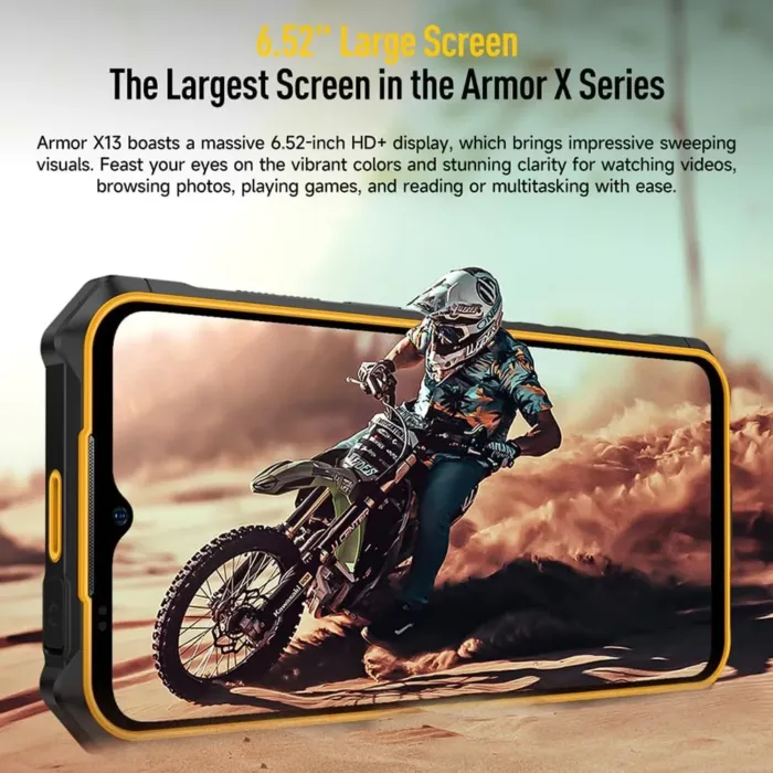 Ulefone Armor X13 12GB+64GB Rugged Smartphone Unlocked, MTK Helio G36 Android 14 Cell Phone, 50MP+24MP Night Vision Camera, 6.52" HD+, 6300mAh, Dual SIM 4G Rugged Phone, NFC/OTG/GPS/FM, Orange - Image 7