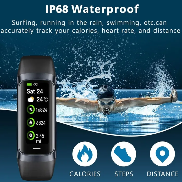 Fitness Tracker with 24/7 Blood Oxygen Heart Rate and Sleep Monitor,IP68 Waterproof,1.10''AMOLED Touch Color Screen,Step Counter Health Activity Trackers for Women Men - Image 3