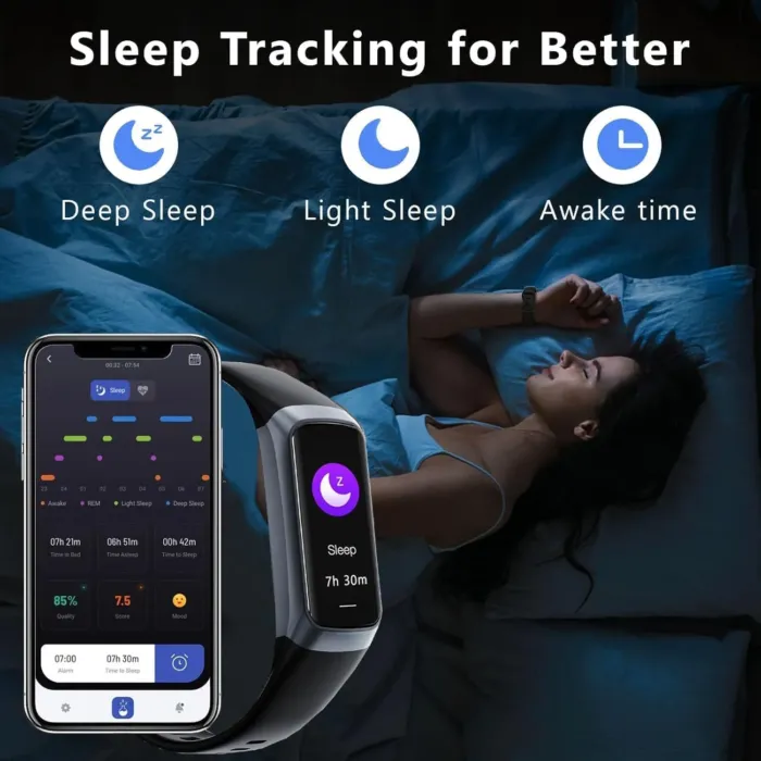 Fitness Tracker with 24/7 Blood Oxygen Heart Rate and Sleep Monitor,IP68 Waterproof,1.10''AMOLED Touch Color Screen,Step Counter Health Activity Trackers for Women Men - Image 4